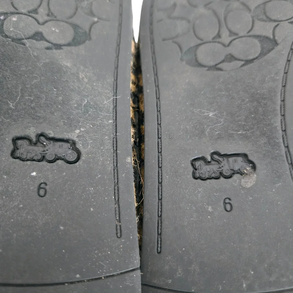 Coach Cleo Black Logo Round Leather Cap Toe Mesh Slip-On‎ Espadrilles